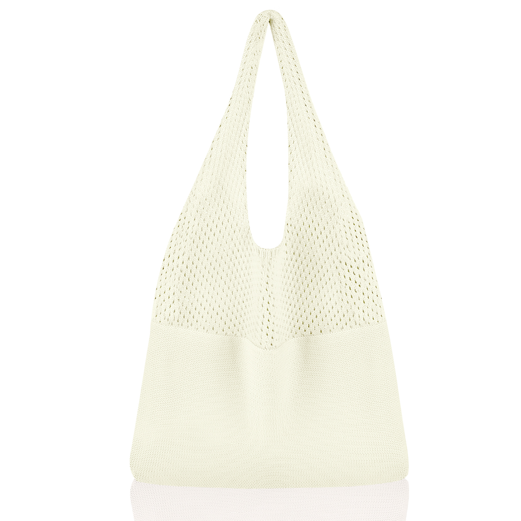 White Women's Large Mesh Beach Tote Bag Boho Crochet Shoulder Shopper Reusable Eco Grocery Net Bag for Summer Travel and Markets - Image 1