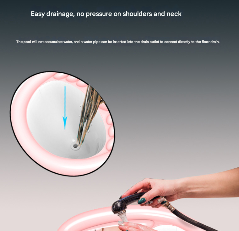 Pink Inflatable Hair Washing Basin with Drain Tube and Pump for Seniors Bedridden and Pregnant Women - Portable Home Shampoo Basin for Easy Hair Care - Image 4