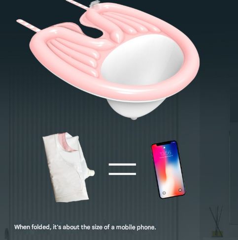 Pink Inflatable Hair Washing Basin with Drain Tube and Pump for Seniors Bedridden and Pregnant Women - Portable Home Shampoo Basin for Easy Hair Care - Image 6