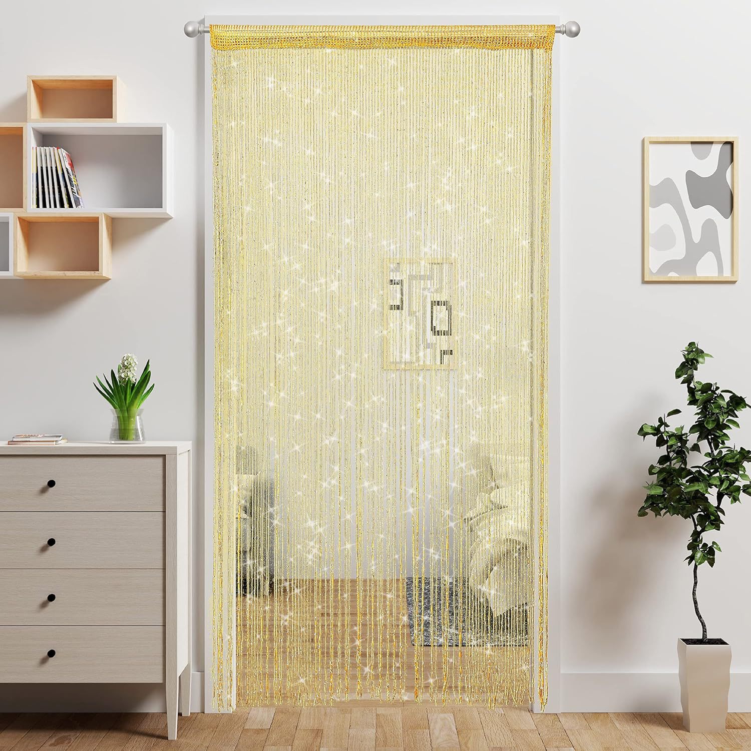 Glod 2 Pack Sparkle String Door Curtains 100x200cm Glitter Sequin Tassel Room Divider for Australian Home Decor and Parties - Image 1