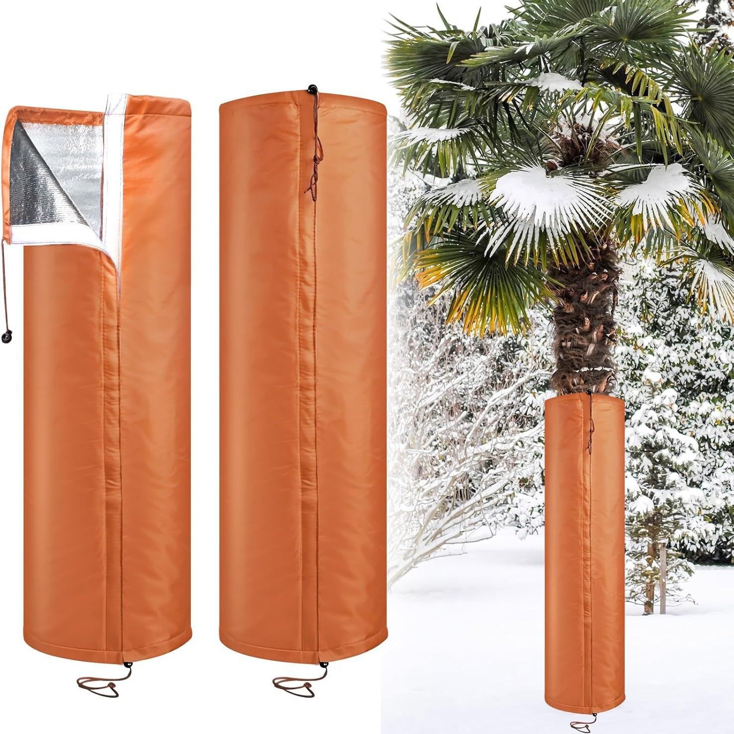 2 Pack Insulated Tree Trunk Protectors 100cm Height Winter Frost Covers for Palm Trees and Saplings - Triple Layer Thermal Garden Plant Protection - Image 1