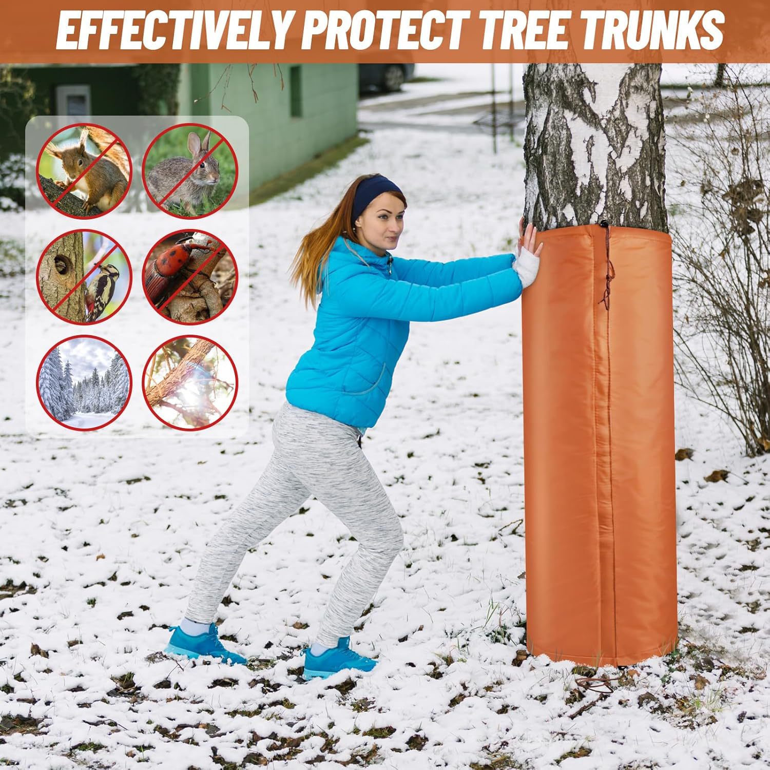 2 Pack Insulated Tree Trunk Protectors 100cm Height Winter Frost Covers for Palm Trees and Saplings - Triple Layer Thermal Garden Plant Protection - Image 2