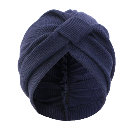 Navy Blue 3 Pack Women's Cotton Waffle Knit Turban Headwrap - Thickened Indian Style Beanie Cap - One Size Fits All for Australian Daily Wear - Image 1