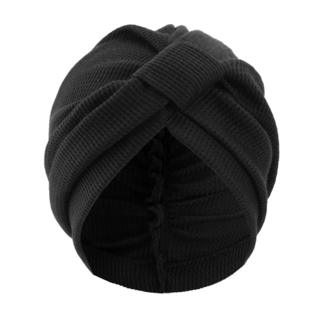 Black 3 Pack Women's Cotton Waffle Knit Turban Headwrap - Thickened Indian Style Beanie Cap - One Size Fits All for Australian Daily Wear - Image 1