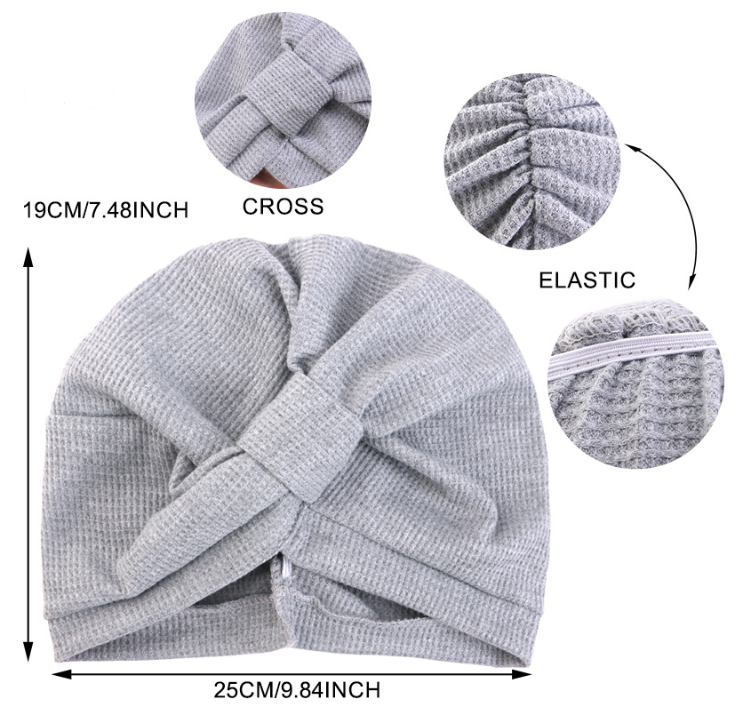 Wine Red 3 Pack Women's Cotton Waffle Knit Turban Headwrap - Thickened Indian Style Beanie Cap - One Size Fits All for Australian Daily Wear - Image 2