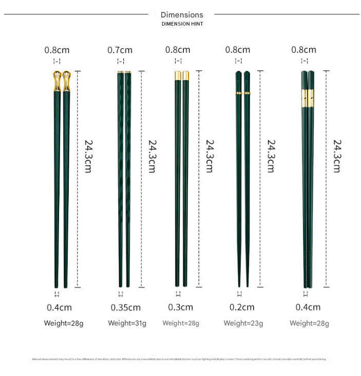 Two-piece Set Premium Alloy Chopsticks Set of 5 Pairs - 24.3cm Emerald Green and Gold Luxury Reusable Utensils for Modern Australian Dining - Image 3