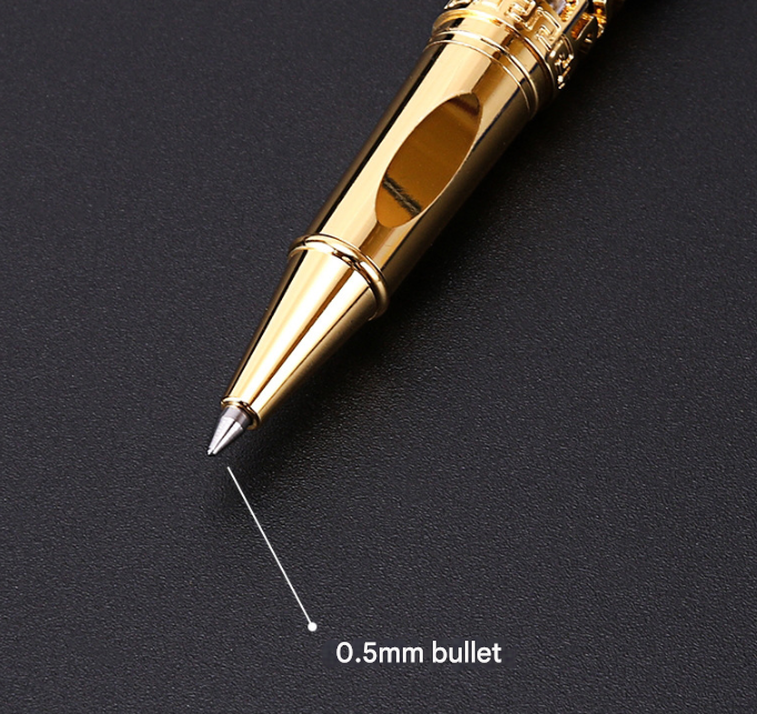 Red Two-piece Set Luxury Retro Dragon Head Signature Pen Gift Set - Full Metal 0.5mm Rollerball Each Set with 2 Spare Refills for Business and Gifting - Image 2