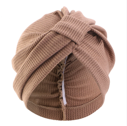 Khaki 3 Pack Women's Cotton Waffle Knit Turban Headwrap - Thickened Indian Style Beanie Cap - One Size Fits All for Australian Daily Wear - Image 1
