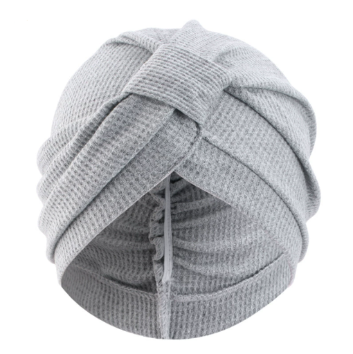 Grey 3 Pack Women's Cotton Waffle Knit Turban Headwrap - Thickened Indian Style Beanie Cap - One Size Fits All for Australian Daily Wear - Image 1