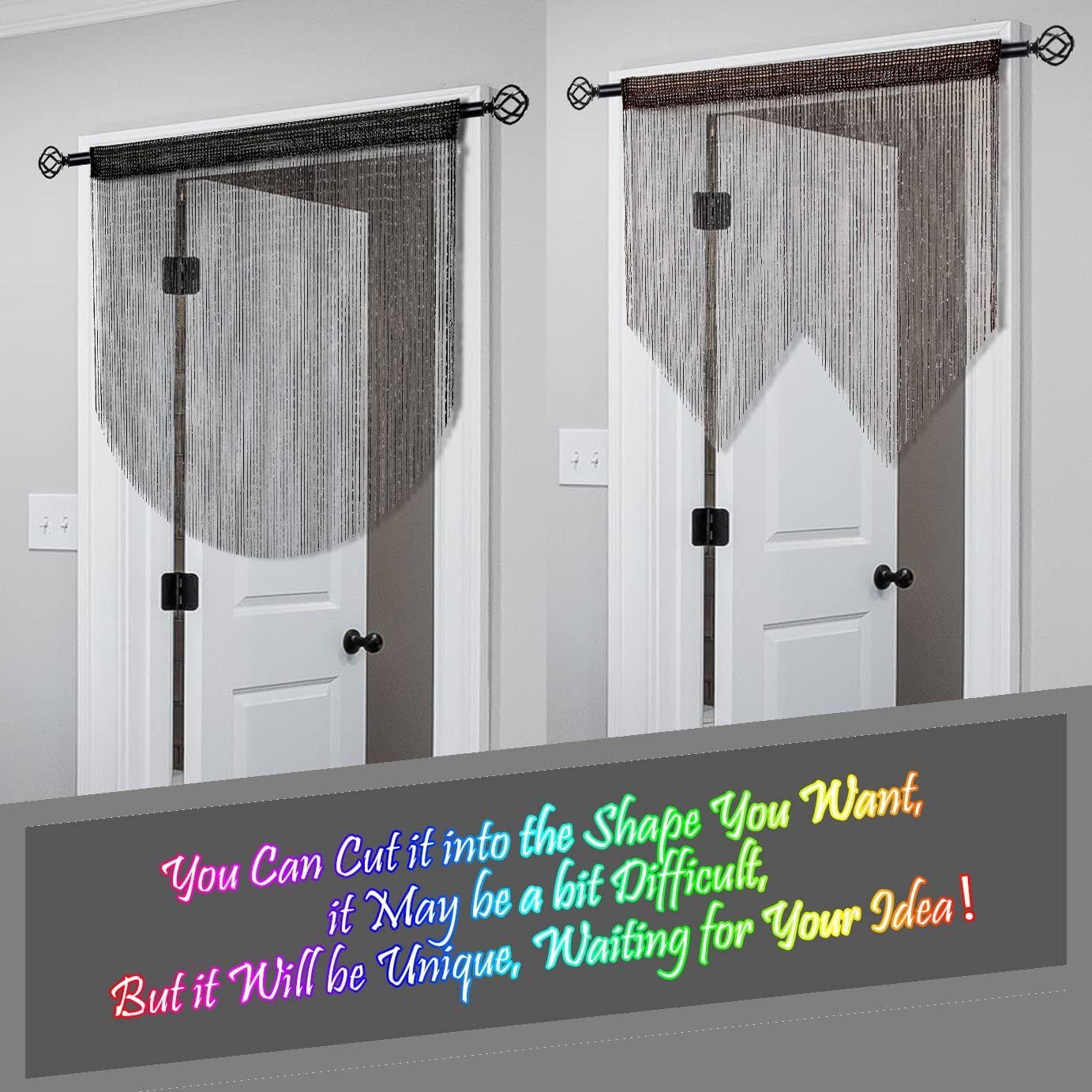 Silver 2 Pack Sparkle String Door Curtains 100x200cm Glitter Sequin Tassel Room Divider for Australian Home Decor and Parties - Image 3