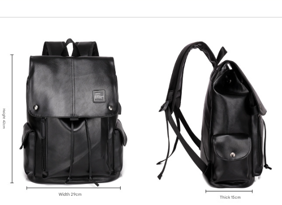 Dark Brown Men's Fashion PU Leather Backpack - Large Capacity 42cm Laptop Rucksack for University, Travel and Casual Business Use - Image 2