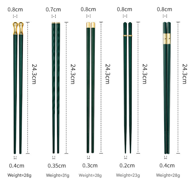 Two-piece Set Premium Alloy Chopsticks Set of 5 Pairs - 24.3cm Black and Gold Luxury Reusable Utensils for Modern Australian Dining - Image 2