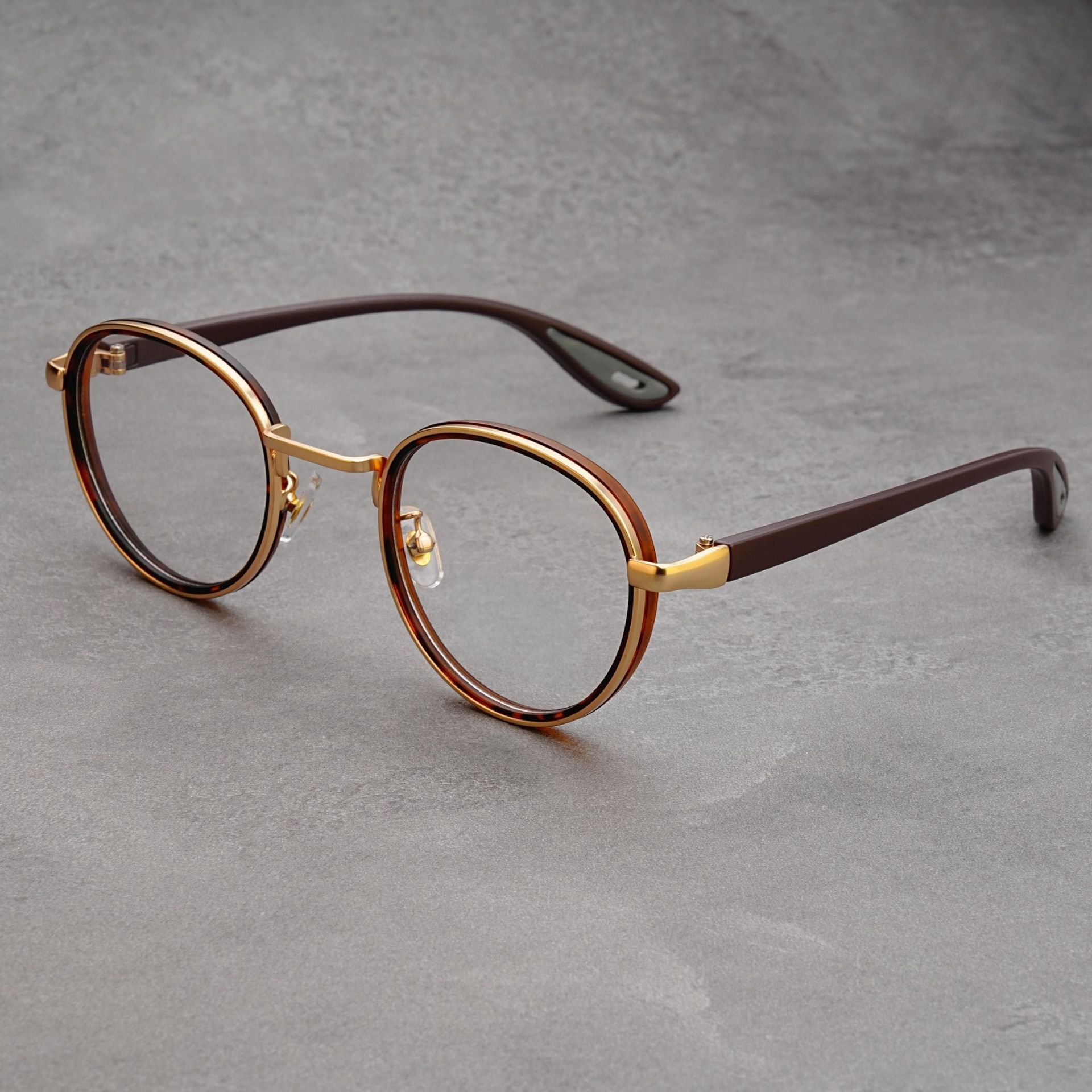 Gold-rimmed Tortoiseshell Frame Retro Round Sunglasses Vintage Metal & PC Frame Casual Classic Style for Men and Women - Lightweight 137mm Width - Image 1
