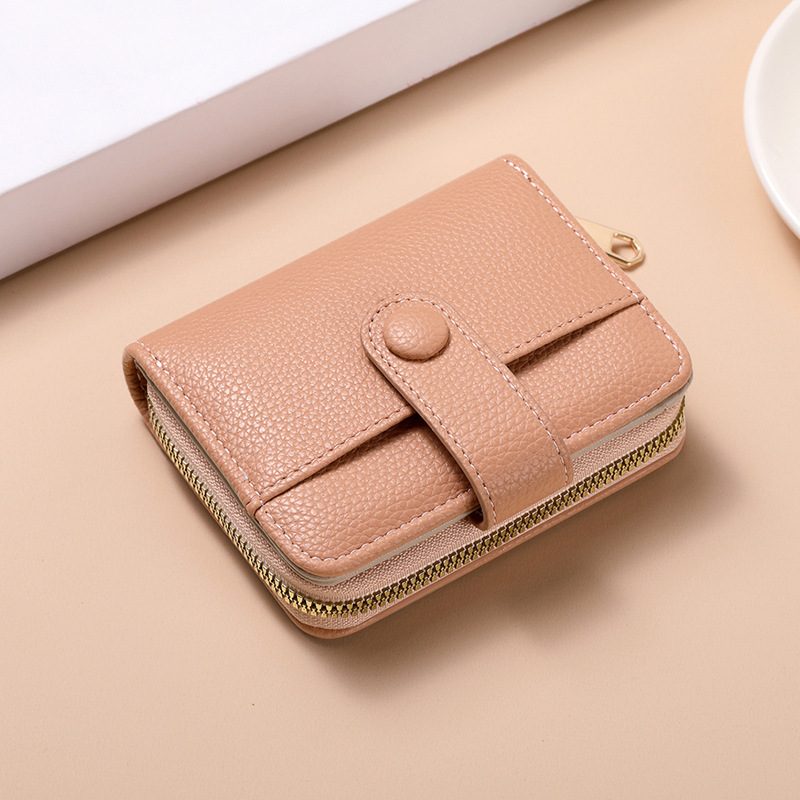 Pink Women's Short PU Leather Wallet 2 Pack - Fashion Lychee Grain Purse with Multi Card Slots and Zipper Coin Pocket - Compact Organiser for Daily Use - Image 1