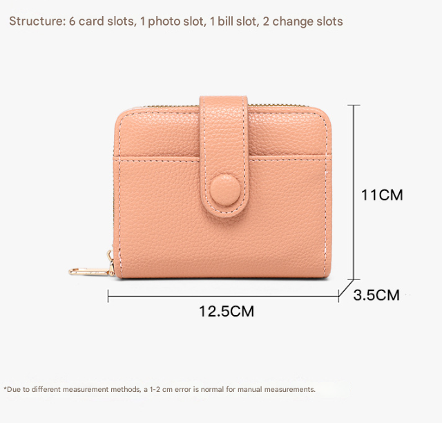Pink Women's Short PU Leather Wallet 2 Pack - Fashion Lychee Grain Purse with Multi Card Slots and Zipper Coin Pocket - Compact Organiser for Daily Use - Image 3