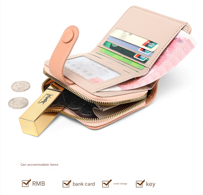Grey Women's Short PU Leather Wallet 2 Pack - Fashion Lychee Grain Purse with Multi Card Slots and Zipper Coin Pocket - Compact Organiser for Daily Use - Image 2