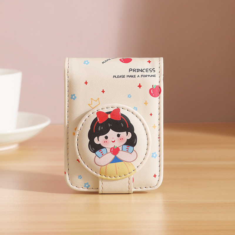 Princess 2 Pack Mini Lipstick Case with Mirror Cute Design Small Makeup Pouch 9.5cm for Handbag Travel Portable Storage - Image 1