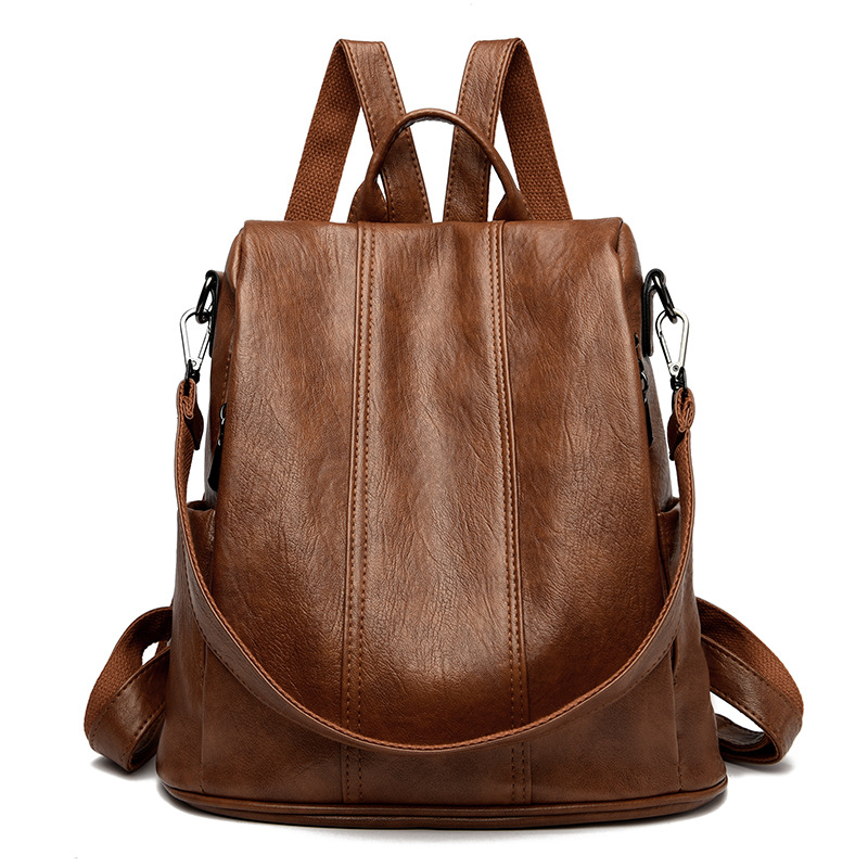 Brown Women's Anti-Theft Backpack Purse Soft Faux Leather Convertible Rucksack Shoulder Bag Large Capacity 31cm for Travel Work Daily Use - Image 1