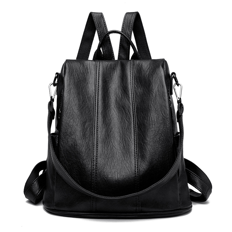Black Women's Anti-Theft Backpack Purse Soft Faux Leather Convertible Rucksack Shoulder Bag Large Capacity 31cm for Travel Work Daily Use - Image 1