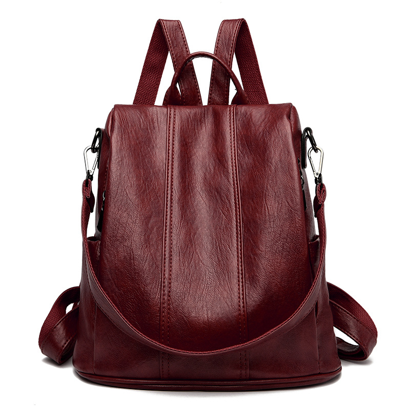 Red Women's Anti-Theft Backpack Purse Soft Faux Leather Convertible Rucksack Shoulder Bag Large Capacity 31cm for Travel Work Daily Use - Image 1