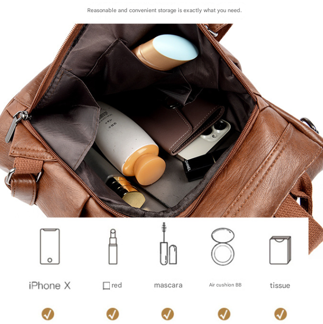 Red Women's Anti-Theft Backpack Purse Soft Faux Leather Convertible Rucksack Shoulder Bag Large Capacity 31cm for Travel Work Daily Use - Image 4