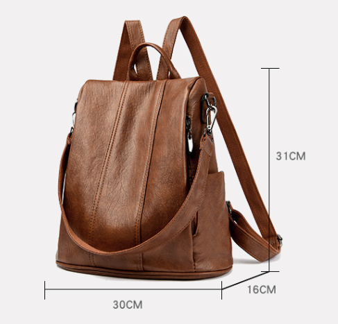 Red Women's Anti-Theft Backpack Purse Soft Faux Leather Convertible Rucksack Shoulder Bag Large Capacity 31cm for Travel Work Daily Use - Image 5