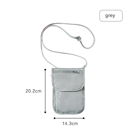 Grey 2 Pack RFID Blocking Travel Neck Pouch Passport Holder & Document Organiser Water Resistant Hidden Security Wallet for International Travel - Image 1