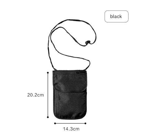 Black 2 Pack RFID Blocking Travel Neck Pouch Passport Holder & Document Organiser Water Resistant Hidden Security Wallet for International Travel - Image 1