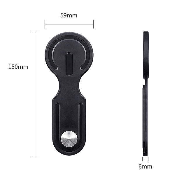 Black Magnetic Laptop Phone Holder Side Mount Expansion Bracket Slim 6mm Foldable Stand with Metal Ring for Dual Screen Work Office Setup - Image 3