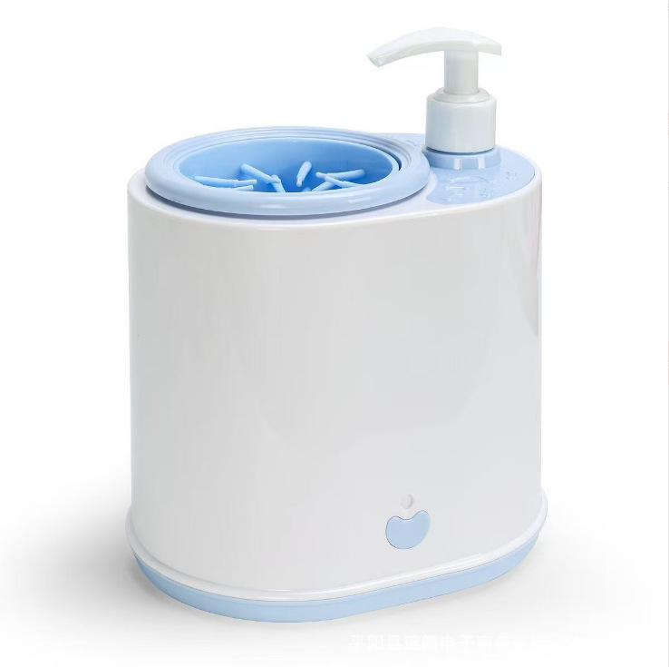 Blue Electric Pet Paw Cleaner Automatic Dog Foot Washer Cup with Built-in Soap Dispenser Soft Silicone Massage Bristles for Small Dogs & Cats - Image 1