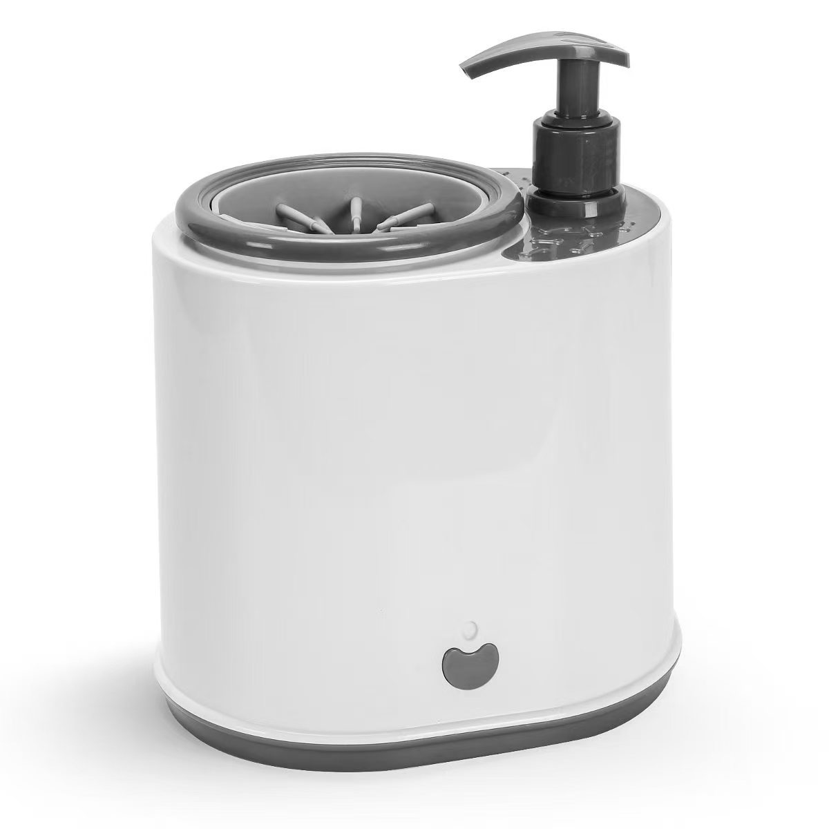 Grey Electric Pet Paw Cleaner Automatic Dog Foot Washer Cup with Built-in Soap Dispenser Soft Silicone Massage Bristles for Small Dogs & Cats - Image 1