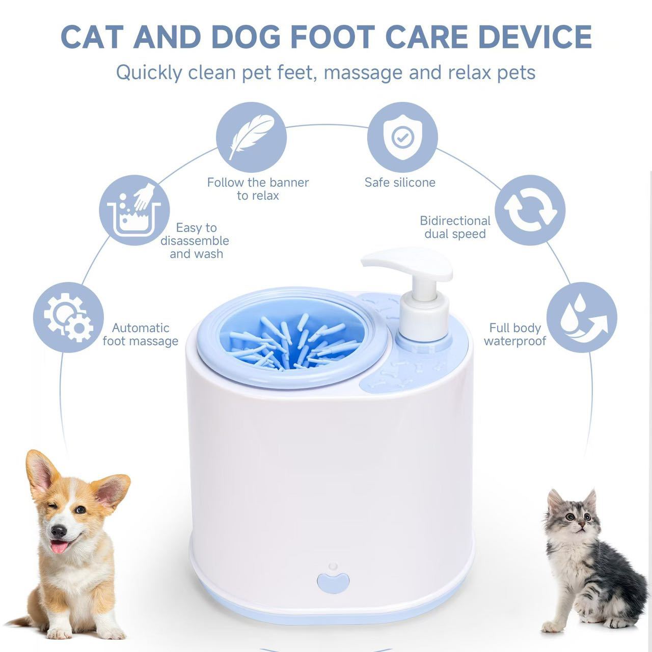 Grey Electric Pet Paw Cleaner Automatic Dog Foot Washer Cup with Built-in Soap Dispenser Soft Silicone Massage Bristles for Small Dogs & Cats - Image 2