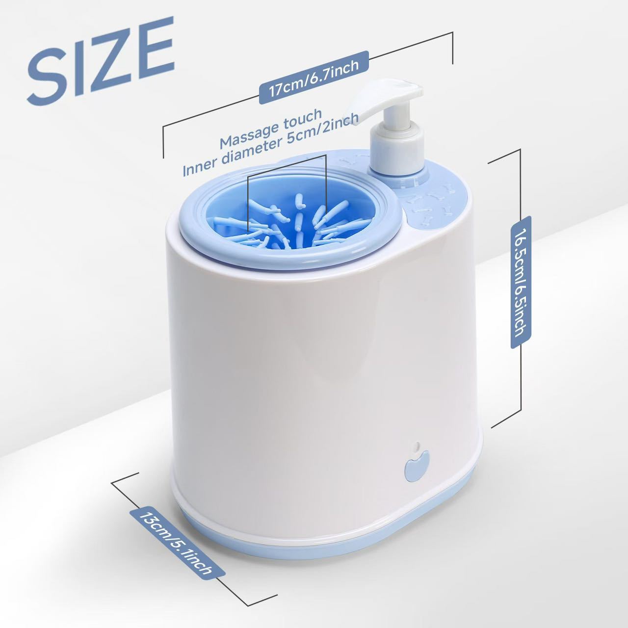 Grey Electric Pet Paw Cleaner Automatic Dog Foot Washer Cup with Built-in Soap Dispenser Soft Silicone Massage Bristles for Small Dogs & Cats - Image 3
