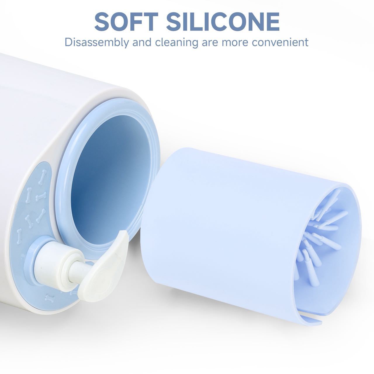 Grey Electric Pet Paw Cleaner Automatic Dog Foot Washer Cup with Built-in Soap Dispenser Soft Silicone Massage Bristles for Small Dogs & Cats - Image 5