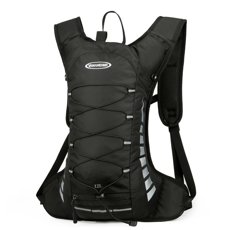 Black Lightweight Outdoor Sports Backpack Breathable Hiking Daypack Compact Running Cycling Bag with Bungee Storage 45cm for Travel - Image 1
