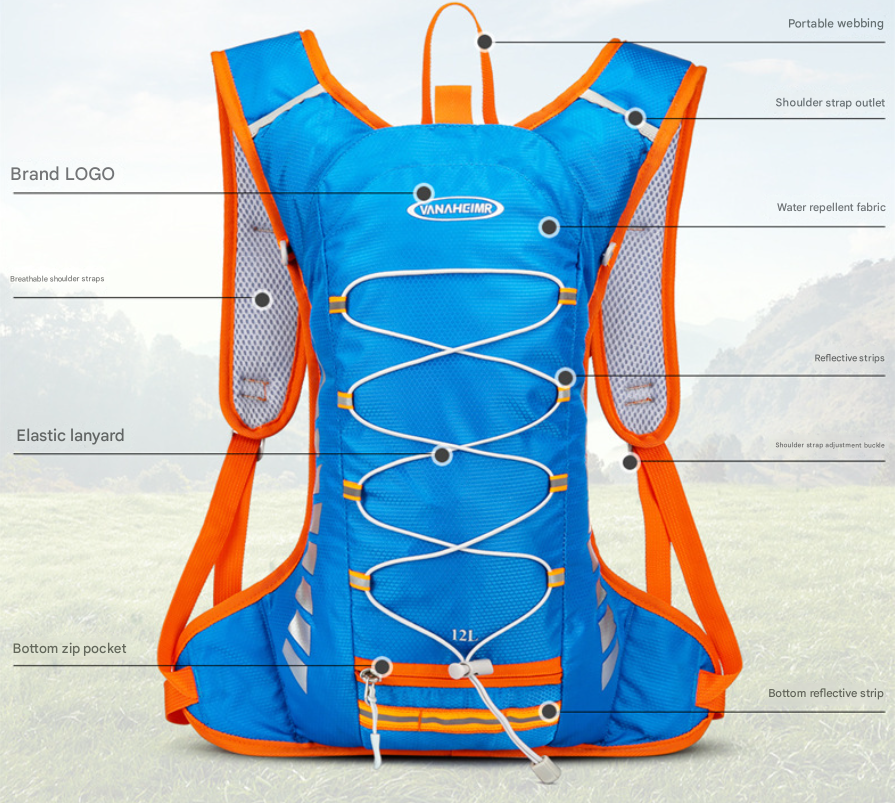 Black Lightweight Outdoor Sports Backpack Breathable Hiking Daypack Compact Running Cycling Bag with Bungee Storage 45cm for Travel - Image 2