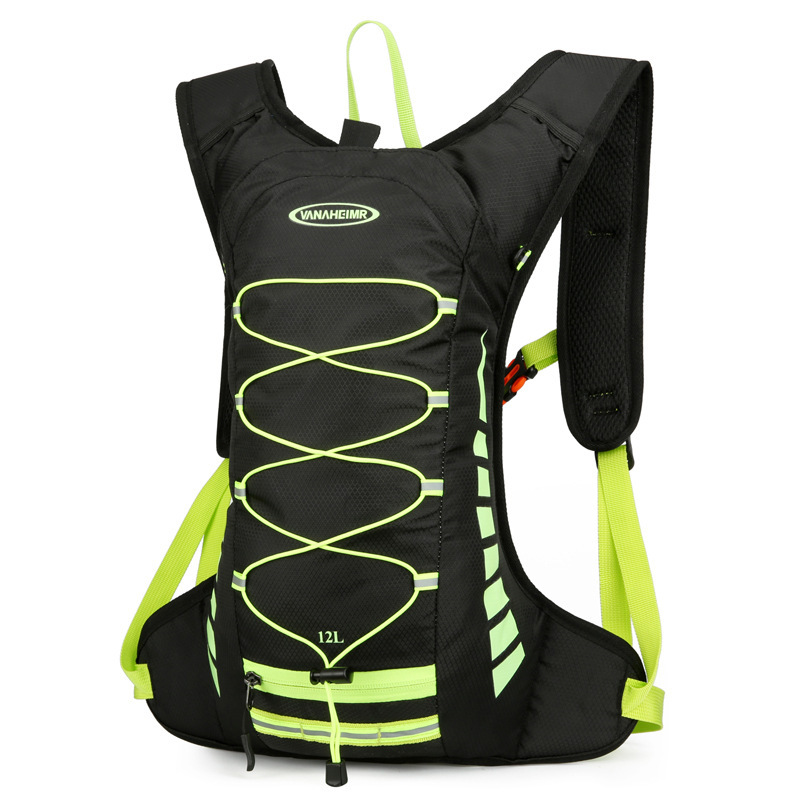 Black-green Lightweight Outdoor Sports Backpack Breathable Hiking Daypack Compact Running Cycling Bag with Bungee Storage 45cm for Travel - Image 1