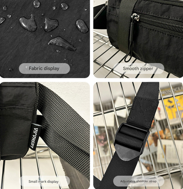 Black Unisex Mini Crossbody Waist Bag Lightweight Nylon Running Belt Phone Pouch 21cm Slim Sports Chest Sling for Travel & Gym - Image 3