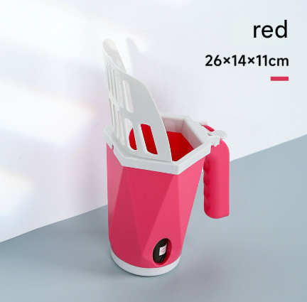 Red 2-in-1 Cat Litter Scoop with Attached Waste Bin Integrated Poop Scooper Holder Detachable Kit with 150 Degradable Bags - Image 1