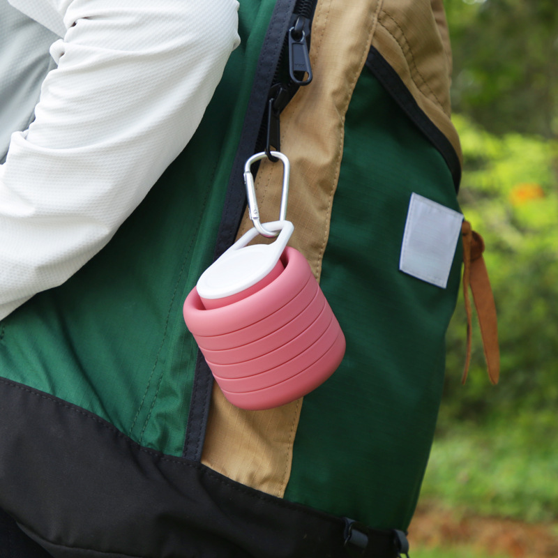 Black Collapsible Silicone Water Bottle Portable Travel Sports Cup with Carabiner Clip Foldable Design for Camping Hiking & Gym Teal - Image 3