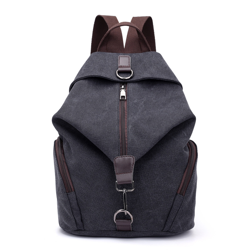 Black Women's Vintage Canvas Backpack Casual Daypack Retro College School Bag Large Capacity Rucksack for Travel Work & Daily Use - Image 1