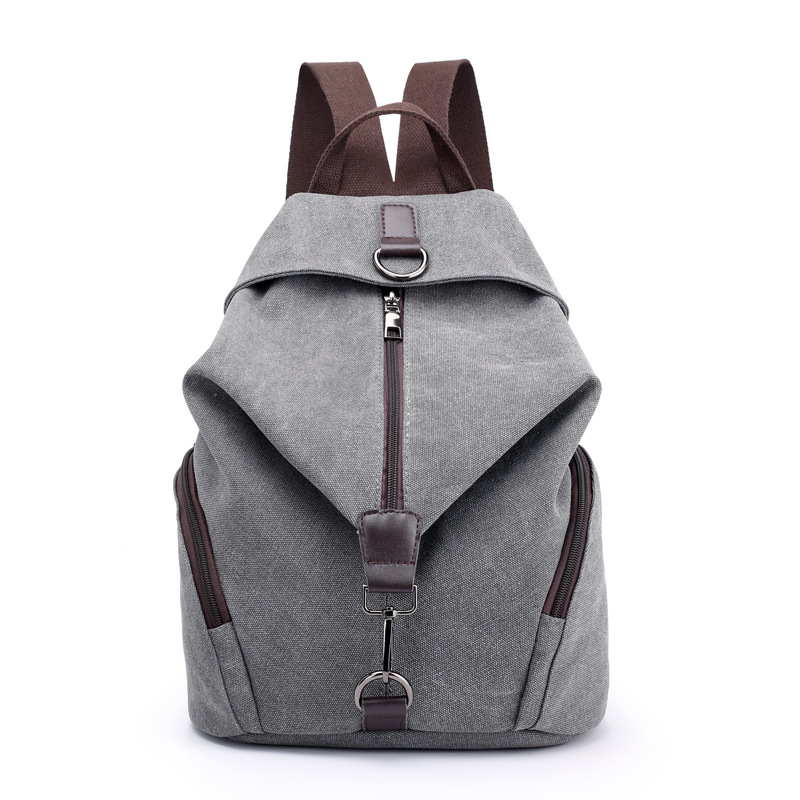 Grey Women's Vintage Canvas Backpack Casual Daypack Retro College School Bag Large Capacity Rucksack for Travel Work & Daily Use - Image 1