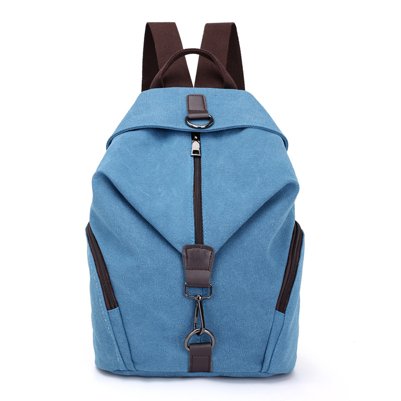 Blue Women's Vintage Canvas Backpack Casual Daypack Retro College School Bag Large Capacity Rucksack for Travel Work & Daily Use - Image 1