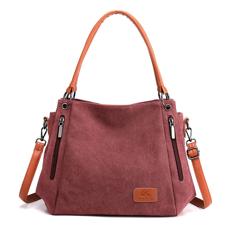 Purple Women's Canvas Hobo Handbag Large Shoulder Tote Bag Adjustable Crossbody Strap Casual Purse 40cm for Work School Travel - Image 1
