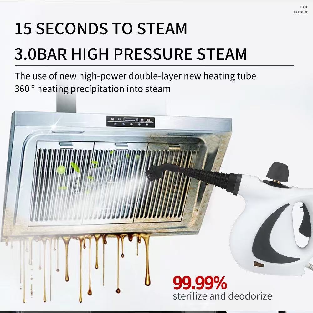 White Handheld Steam Cleaner 1050W High Pressure Chemical Free Cleaning Machine with 12 Piece Accessory Set for Kitchen Bathroom Car and Upholstery - Image 3
