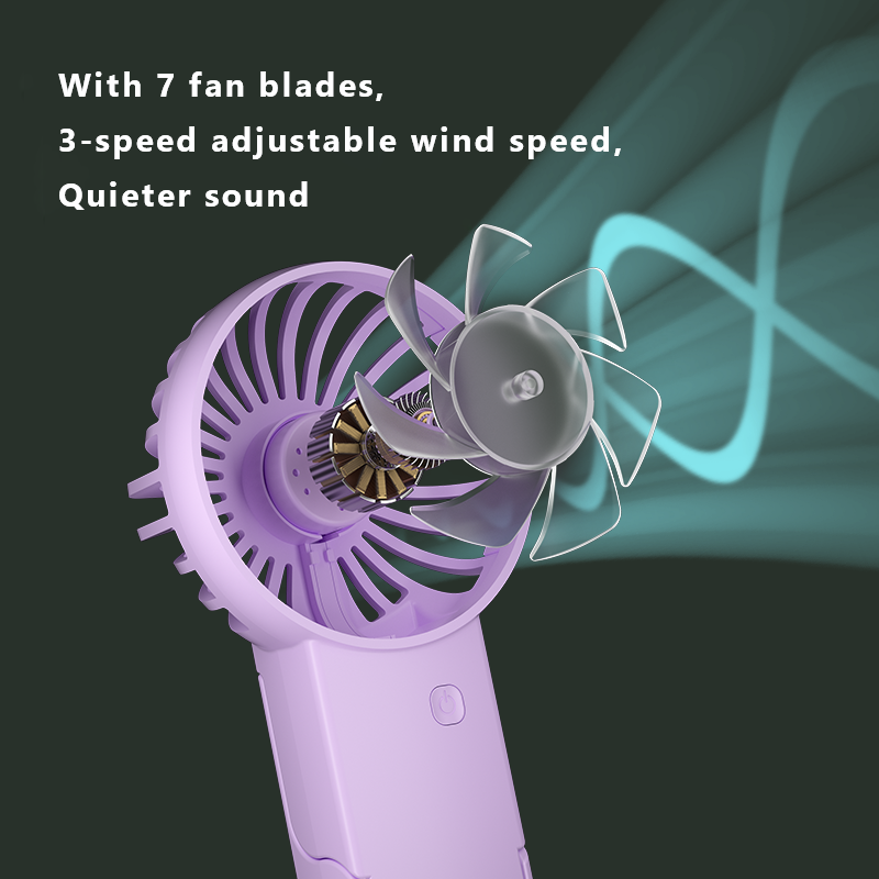 Green 2 Pack Mini Portable Handheld Fan Foldable Desktop Personal Fan USB Rechargeable Pocket Fan with 3 Speeds for Travel Office and Outdoor - Image 2