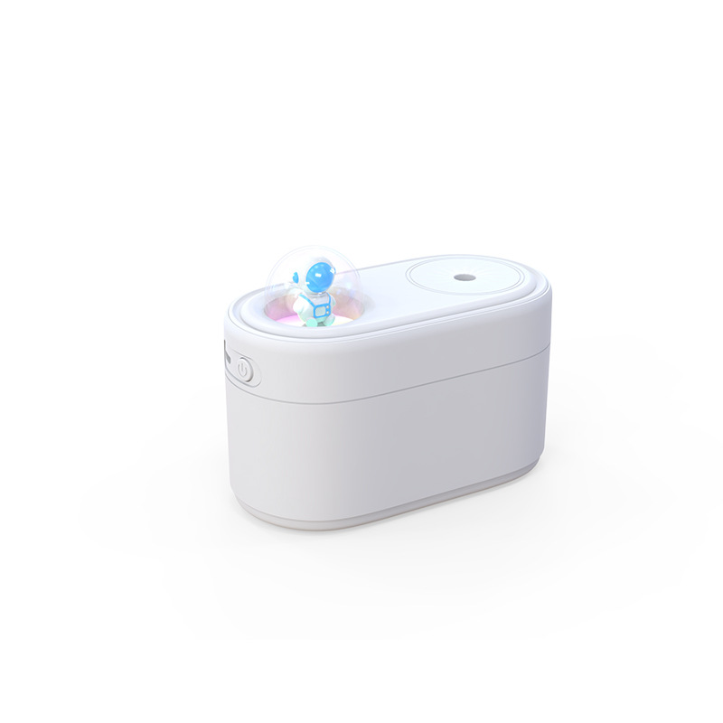 White Rechargeable Mini Astronaut Air Humidifier USB Desktop Cool Mist Humidifier with 7-Color LED Night Light for Bedroom and Office - Image 1