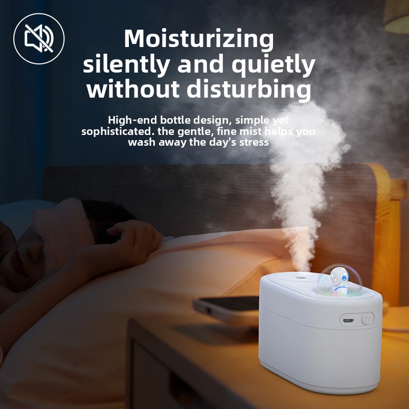 Green Rechargeable Mini Astronaut Air Humidifier USB Desktop Cool Mist Humidifier with 7-Color LED Night Light for Bedroom and Office - Image 5