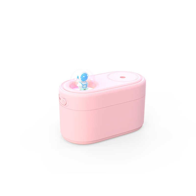 Pink Rechargeable Mini Astronaut Air Humidifier USB Desktop Cool Mist Humidifier with 7-Color LED Night Light for Bedroom and Office - Image 1