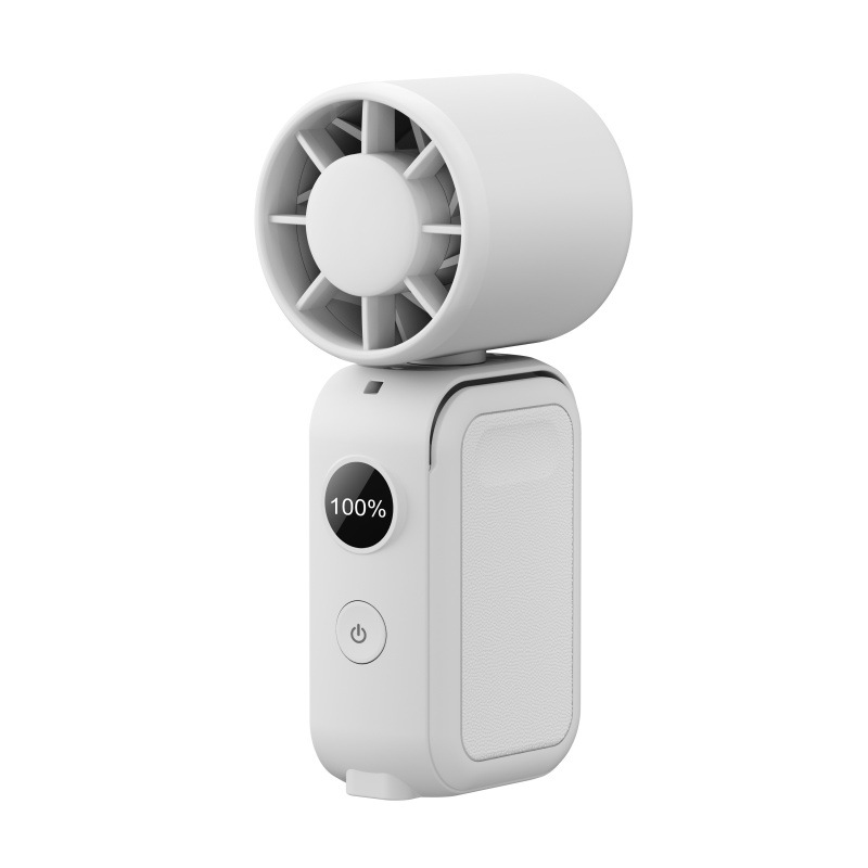White Portable Handheld Fan 350 Degree Rotation Foldable Neck Hanging Waist Fan with Magnetic Base LED Display 5 Speed Personal Fan - Image 1